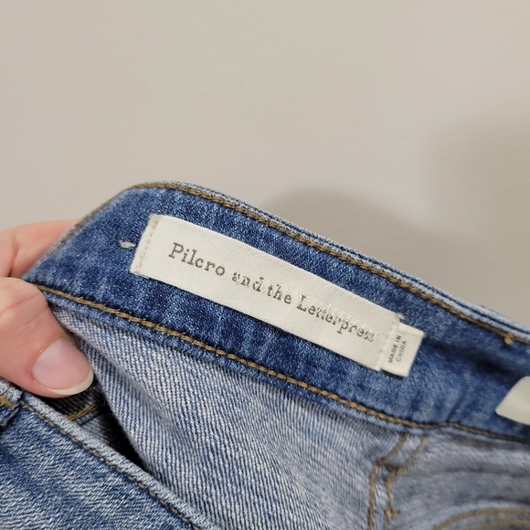 Anthro Pilcro and the letterpress floral mesh bell bottom jeans 25 - Picture 4 of 7